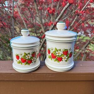 Set of Vintage Sears Roebuck Strawberry Fields Canisters 🍓
